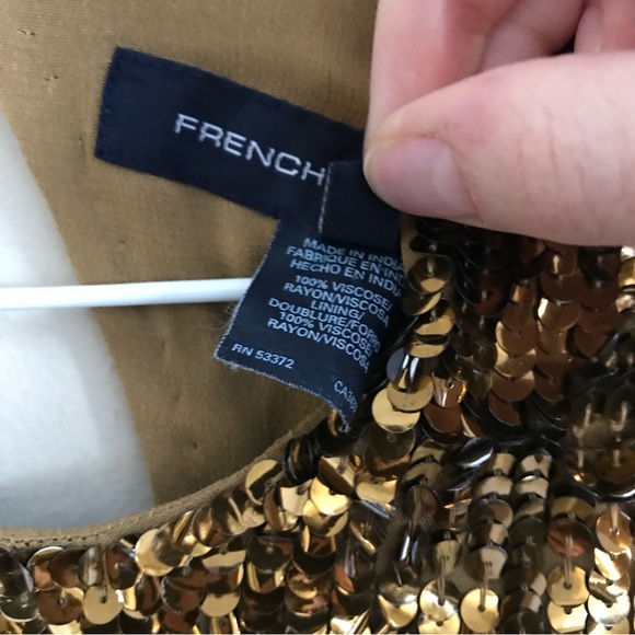 French Connection US 6 Gold Sequin Shimmer tank top party New Years Bejeweled - Picture 7 of 11
